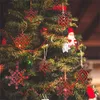 Buffalo Plaid Christmas en bois Ornements de flocon de neige flocons de neige tranches en bois Artisanat pour bricolage décorations de vacances