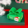 Christmas Kraft Goody Gift Boxes Xmas Party Paper Treat Candy Boxes With Bow for Santa Christmas Eve Favor Supplies MJ0815