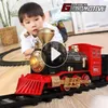 Diecast Model car Electric Christmas Train Toy Set Car Railway Tracks Locomotiva a vapore Motore Gioco educativo Giocattoli per bambini 220919