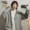 Kadın Hoodies Sweatshirts Jielur Tuğla Kırmızı Siyah Gri Hoodies Kadın Zip-Up Trailsuit Sonbahar Harajuku Serin Sokak Moda Kadın Sweatshirt M-XXL 220919