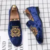 Luxury Suede Leather Strap broderade herrklänningskor Brand Designer denim Overshoes Brogues Business Leather Full Size 38-45