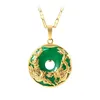 14K Gold Halskette Smaragd Anhänger für Frauen Luxus Colgante De 925 Mujer Grüner Jade Smaragd Anhänger Topas Edelstein Halsketten CX200611342w