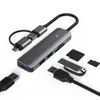 3.0 Typ C Hub 4/5 I 1 Multi Splitter Adapter Type-C Fast Power Charging TF SD Reader för PC Laptop Keyboard U Disk