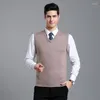 Men's Vests Men's Wool Sweater Vest Spring & Autumn V-Neck Sleeveless Casual Male Solid Knit Coat