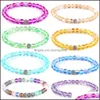 Beaded Strands Women Men Fashion Natural Flash Stone Beaded Strands Bracelet 8Mm 6Mm Polish Frosted Colorf Crystal Glass Beads Zirco Dhrel