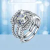 Pierścień Solitaire 925 Sterling Srebrny klasyczny luksusowy diamentowa biżuteria 3CT Anniversary Sest for Women Fine 220916