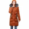 Women's Trench Coats Women's 2022 Plus Size L-6XL Winter Gold Velvet Cotton Jackets Women Hooded Parkas Thicken Fur Collar