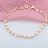 Link Bracelets 4MM Women Bracelet Men 585 Rose Gold Color Snail Smart Chains