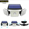 Solar Street Light Outdoor 182/112 LED Wall Lamp with Adjustable Heads Security Flood Light IP65 Waterproof