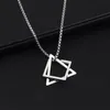 Trendy Interlocking Square Triangle Pendant For Men Stainless Steel Geometric Stacking Streetwear Hip Hop Rock Necklace