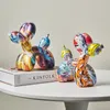 Objets décoratifs Figurines Art Coloré Éléphant Sculpture Résine Animal Statue Moderne Graffiti Maison Salon Bureau Esthétique Cadeau 220919