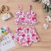 Traje de ba￱o para mujeres Baby Girl Flamingo Donut Impresi￳n Bikini Set Ruffle Batims traje de ba￱o 6M-4Y Ni￱os para ni￱os Traje de ba￱o de verano