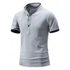 Hommes Polos Hommes Chemises Solide À Manches Courtes Classique D'été Hommes Casual Col En V Gym Jogger Tops T-shirts Chemise Vêtements D'affaires