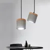 Lampes suspendues Nordic Cement Bois Lumières Salon Cuisine Led Spot Hanglamp Décor Intérieur Maison Salle À Manger Chambre Luminaires