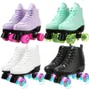 Sneakers Women White PU Leather Roller Skates Skating Shoes Sliding Inline Quad Training Europe Size 4 Wheels Flash Wheel 220919