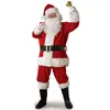 Thème Costume adulte père noël Costume en peluche père fantaisie vêtements noël Cosplay accessoires hommes manteau pantalon barbe ceinture chapeau ensemble de noël