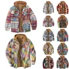Quilted Lined Button Down Jackets Plaid Flannel With Hood Winter Fleece Casual Check Blouse Thick Warm Tops