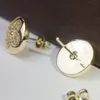 Brincos femininos designer moda trevo de quatro folhas brincos 18k ouro quadrado redondo cheio de diamante joias