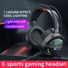 Headsets New LED Gaming Headphones Colorful Headphone Stereo Headphone With Microphone Suitable For PC Laptop Gaming Headset T220916