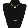 Sprzedaj hip hop w stylu różańca koralika krzyżowa wisiorek Jezus Naszyjnik z przezroczystymi dżerestonami 24 -calowe naszyjnik mężczyźni kobiety biżuteria mody com194l