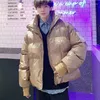 Ropa de calle para hombre, chaquetas tipo burbuja de invierno, color azul, estilo Hip Hop, Parka cálida Harajuku para hombre, chaqueta acolchada de moda coreana 2022