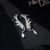 Ciondola il lampadario Sier Color Angel Wings Crystal Orecchini pendenti per le donne Luxury Korean Ear Cuff Gilrs Stud Earing Fashion Piercing Dhcmf