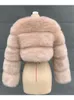 Women's Fur Faux ZADORIN Fashion Women Crop Top Coat Winter Thick Fluffy Long Sleeve Short Style Slim ry Jacket Coats 220919