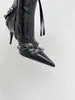 Balencig 22SS Balencaiiga Balenicass Boot Nouveau concepteur Motorcycle de qualité supérieure Nail Métal Liudin Prong Side Zipper Not Pick Leg 2022 Cagole Type 35-41