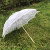 Nouvelle parapluie en dentelle à broderie en coton blanc / ivoire noir de parasol de parasol décorations