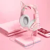 Zestawy słuchawkowe Onikuma K9 Zestaw słuchawkowy Casque urocza dziewczyna Różowe słuchawki stereo z mikrofonem z mikrofonem LED dla laptopa Gamer T220916