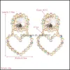 Dangle Lustre Bijoux De Mode Boucles D'oreilles Coeur De Pêche Colorf Strass Dangle Stud Drop Livraison 2021 Dhseller2010 Dhuy7