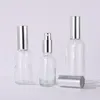 زجاجات زجاجية صافية فارغة قابلة لإعادة تعبئة عطر ناعم ضباب ذرة حاوية مستحضرات تجميلية التغليف 5-100 مل