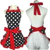 Fartuchy Piękne stylowe retro koronkowe vintage Flirty Maid Polka Dot Cooking Fartuchy dla kobiety Workodowalne fartuch z kieszeniami 220919