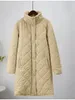 Femmes Down Parkas Veste Lâche Rembourré Long Lingge Hiver Casual Col Tour Pardessus Avec Sacs Bureau Lady Outwear Femme Vêtements 220916