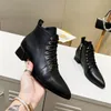 Luxe nouvelle Gentlewoman bottines chevalier Cowboy princesse à lacets orteils pointus talon épais 3.5CM chaussures taille 35-41