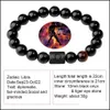 Beaded Strands Mode 12 Constellation Agate noire 10 mm Bracelets de brins de perles pour hommes femmes yeux de tigre perles pierre naturelle attelle Dhvje