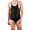 Podwodne seksowne mężczyźni Body Bodysitus bez rękawów Undershirt Vest Sport Male Bodywear One-miejscu Jumpsuits Leotard Wrestling Singlet Biesty bielizny