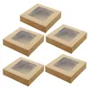 Gift Wrap 5Pcs Transparent Window Baking Box Dessert Container Packing Cake For Bakery