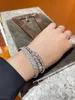 Bracciale rigido a fascia con ciondolo punk di qualità di lusso con diamante scintillante in platino, con timbro su scatola da donna, misura PS7231A