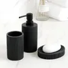 Bottiglie di stoccaggio Barattoli Set di accessori per il bagno nero o dispenser di sapone singolo Portaspazzolino Bicchiere Piatto Collutorio Scopino per WC 220919