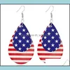 Dangle Chandelier Drapeau Américain Boucles D'oreilles Pour Les Femmes En Cuir Dangle Boucle D'oreille Filles Mignon Larme Drapeaux Nationaux 4ème De Jy C3 Drop Deliv Dh0Go