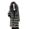 Women's Fur European Ladies Long Hooded Max Rex Chinchila Real Coats Trench