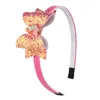 Nieuwe kinderen kleurrijke lente -jarloon roze glitter boog hoofdband feest eenhoorn hoofdband haaraccessoires b9