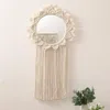 Espejos Boho Macrame Tapiz Colgante de pared Espejo para la decoración del hogar Arte tejido a mano Habitación decorativa