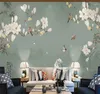 Fonds d'écran personnalisé grand papier peint mural style chinois bambou magnolia oiseau TV fond mur Yashe Orchid