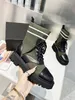 Designer Women Boots Knitted Stretch Ankle Knee High Boot Fashion Leather Cowskin Martin Winter Black Booties Size 35-40