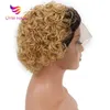 Extensions del pixie klippt kort lockigt front människohår svarta kvinnor brasiliansk vattenvåg bob peruk 13x1 transparent spets wigs8494672