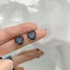 Pendientes de sementales 2022 Marco negro Circ￳n azul beb￩ para mujer Hermosa y elegante contraste Color Heart Grew Clip Jewelry Allandesa
