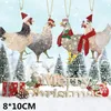 Ny juldekoration Trähänge Creative Scarf Chicken Hem Holiday Christmas Tree Ornaments Xmas