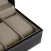 Bekijk dozen doos opslagcase cadeau pakket sieraden display 5 roosters luxe faux lederen zachte bescherming organisator horloges high -end